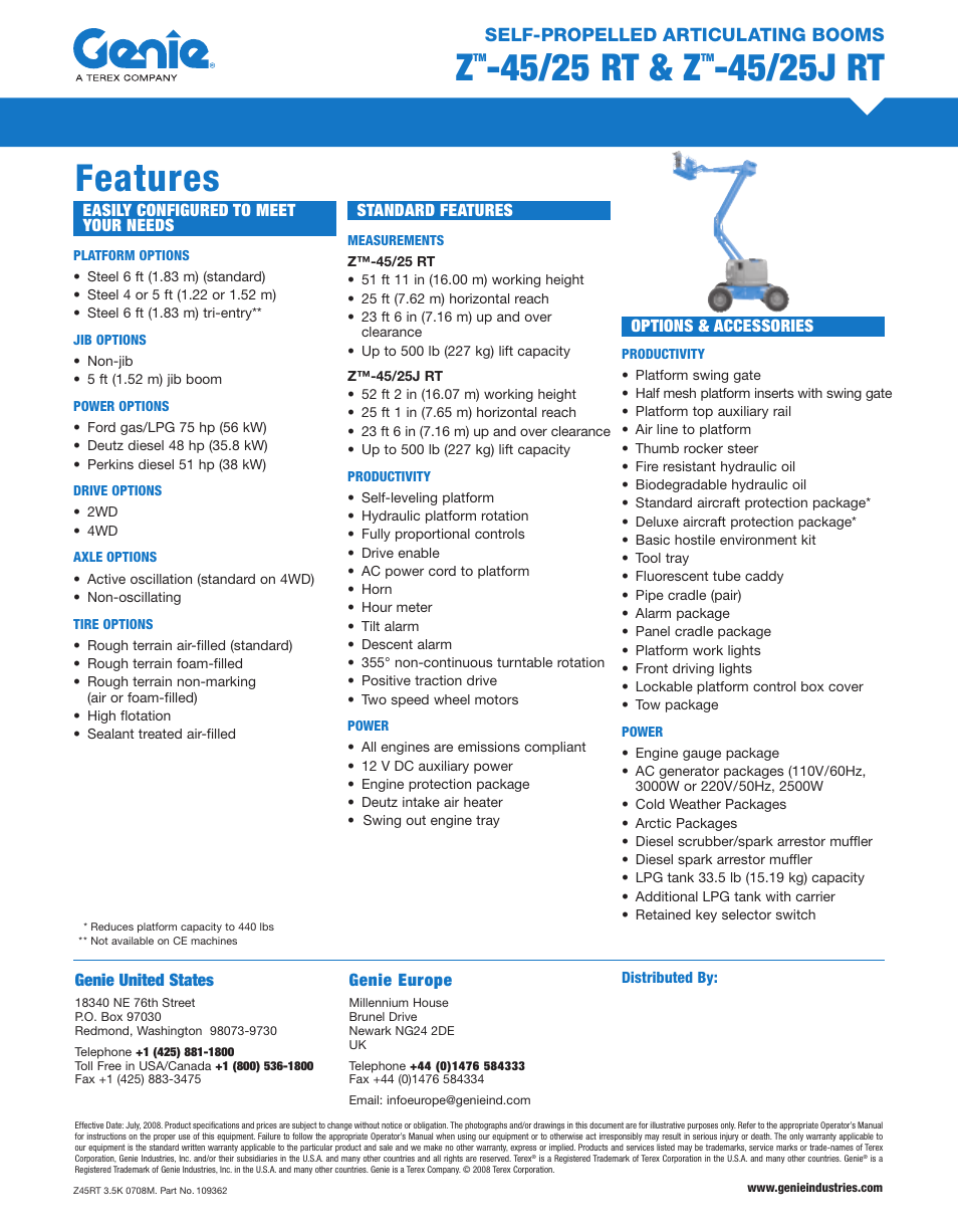 45/25 rt & z, 45/25j rt, Features | Milton CAT Z45-25J RT User Manual | Page 2 / 2