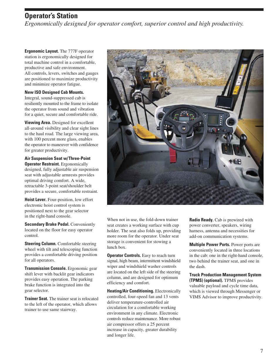 Operator’s station | Milton CAT 777F User Manual | Page 7 / 28