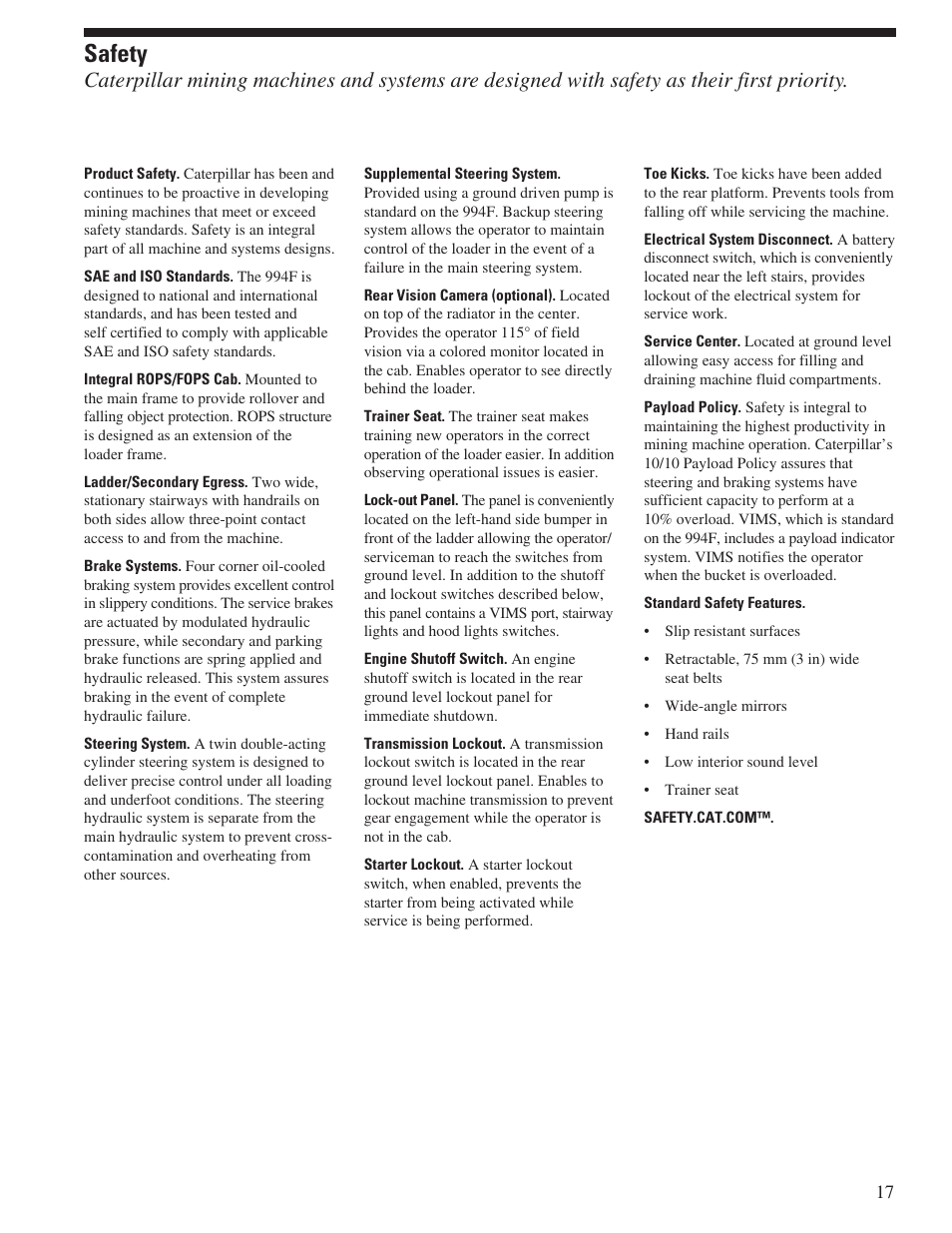 Safety | Milton CAT 994F User Manual | Page 17 / 32