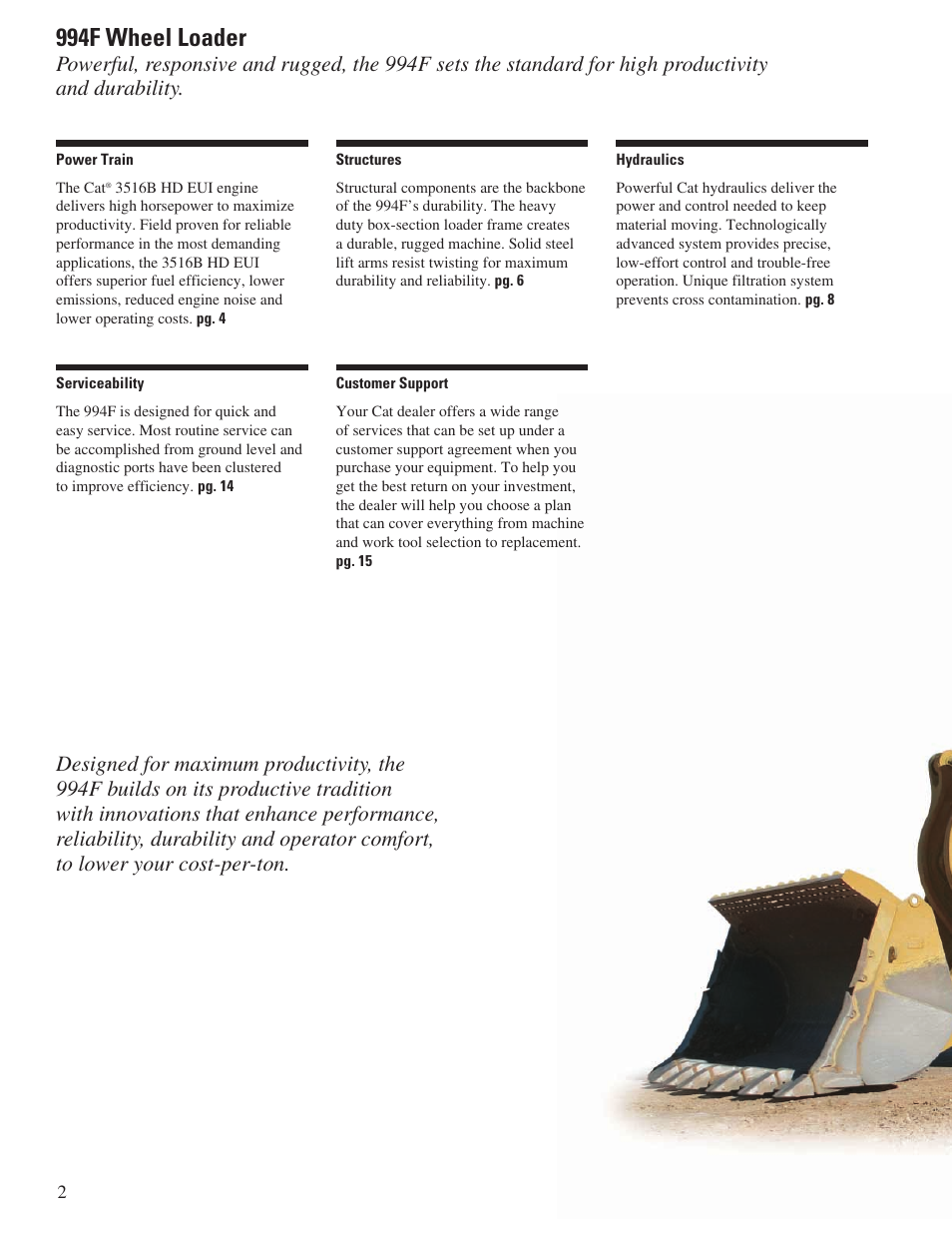 994f wheel loader | Milton CAT 994F User Manual | Page 2 / 32