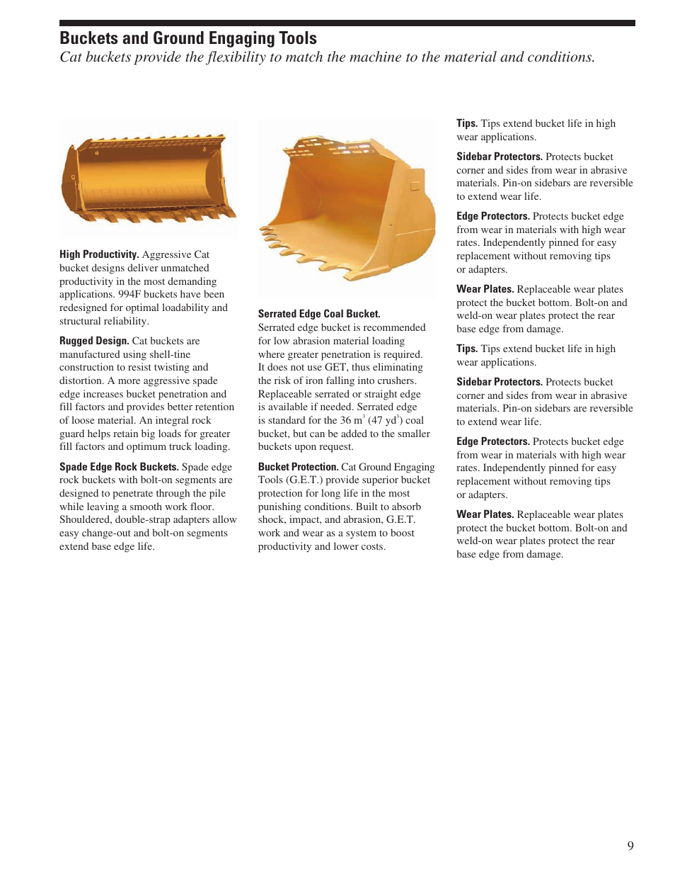 Buckets and ground engaging tools | Milton CAT 994F User Manual | Page 9 / 32