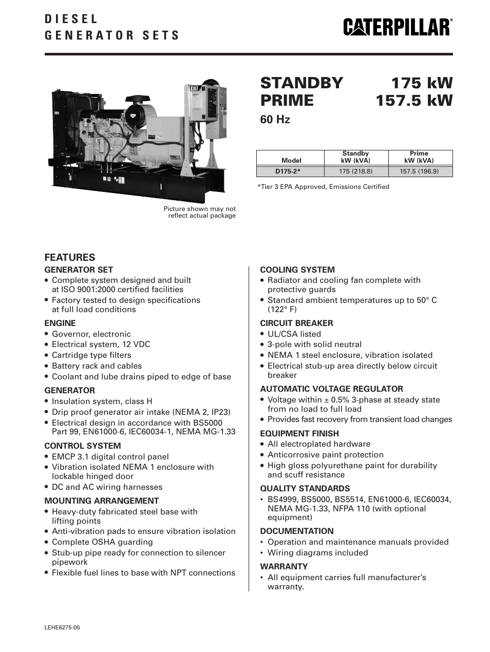Milton CAT G175 LG4 Spec Sheet User Manual | 6 pages