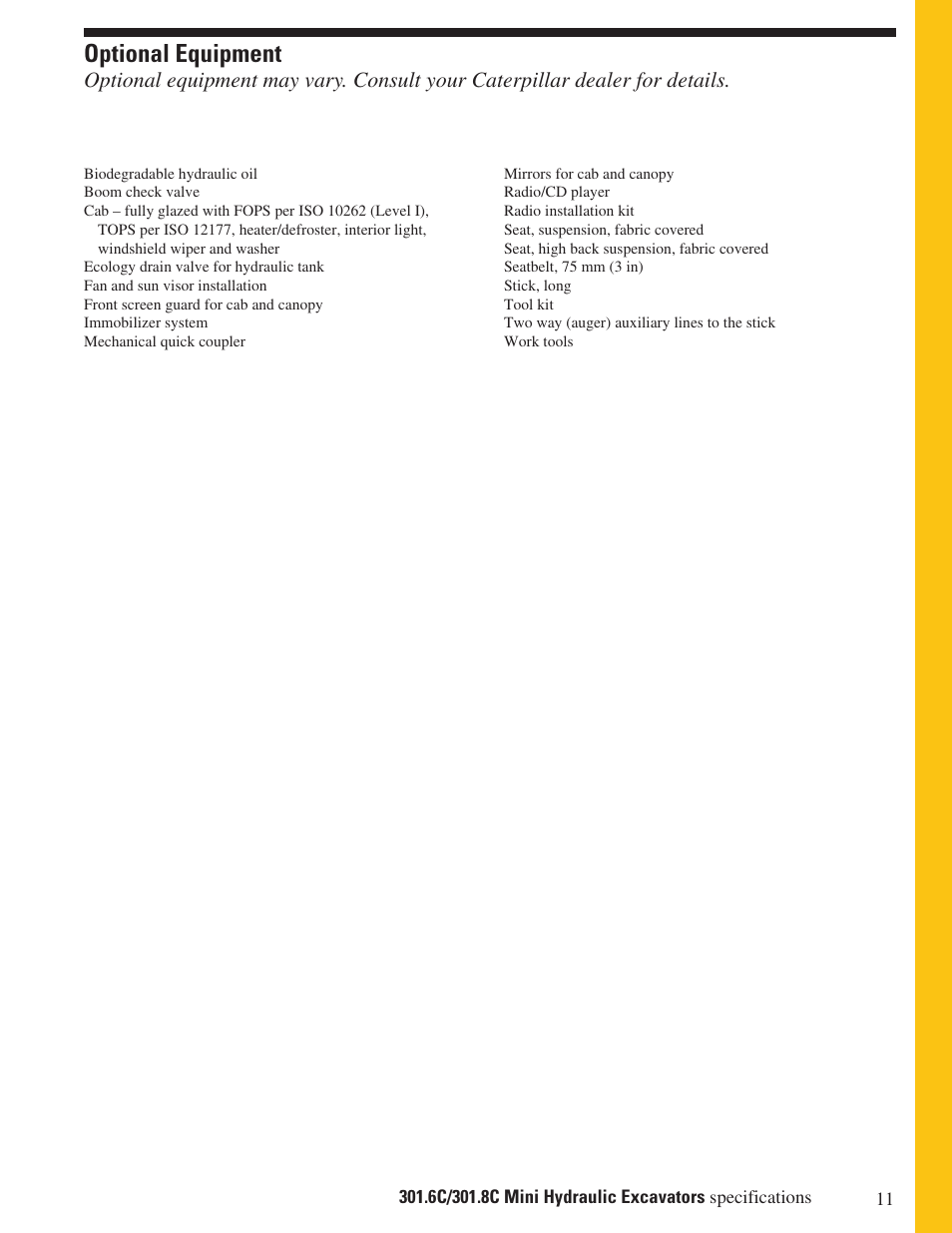 Optional equipment | Milton CAT 301.8C User Manual | Page 11 / 12