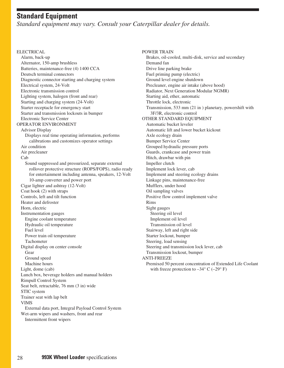 Standard equipment | Milton CAT 993K User Manual | Page 28 / 32