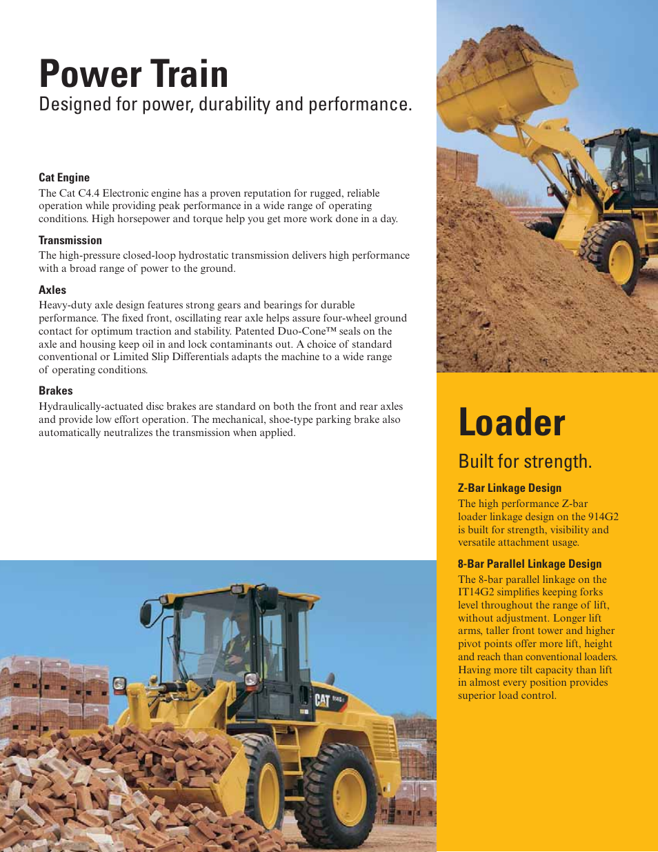 Power train, Loader, Designed for power, durability and performance | Built for strength | Milton CAT 914G2_IT14G2 User Manual | Page 4 / 20