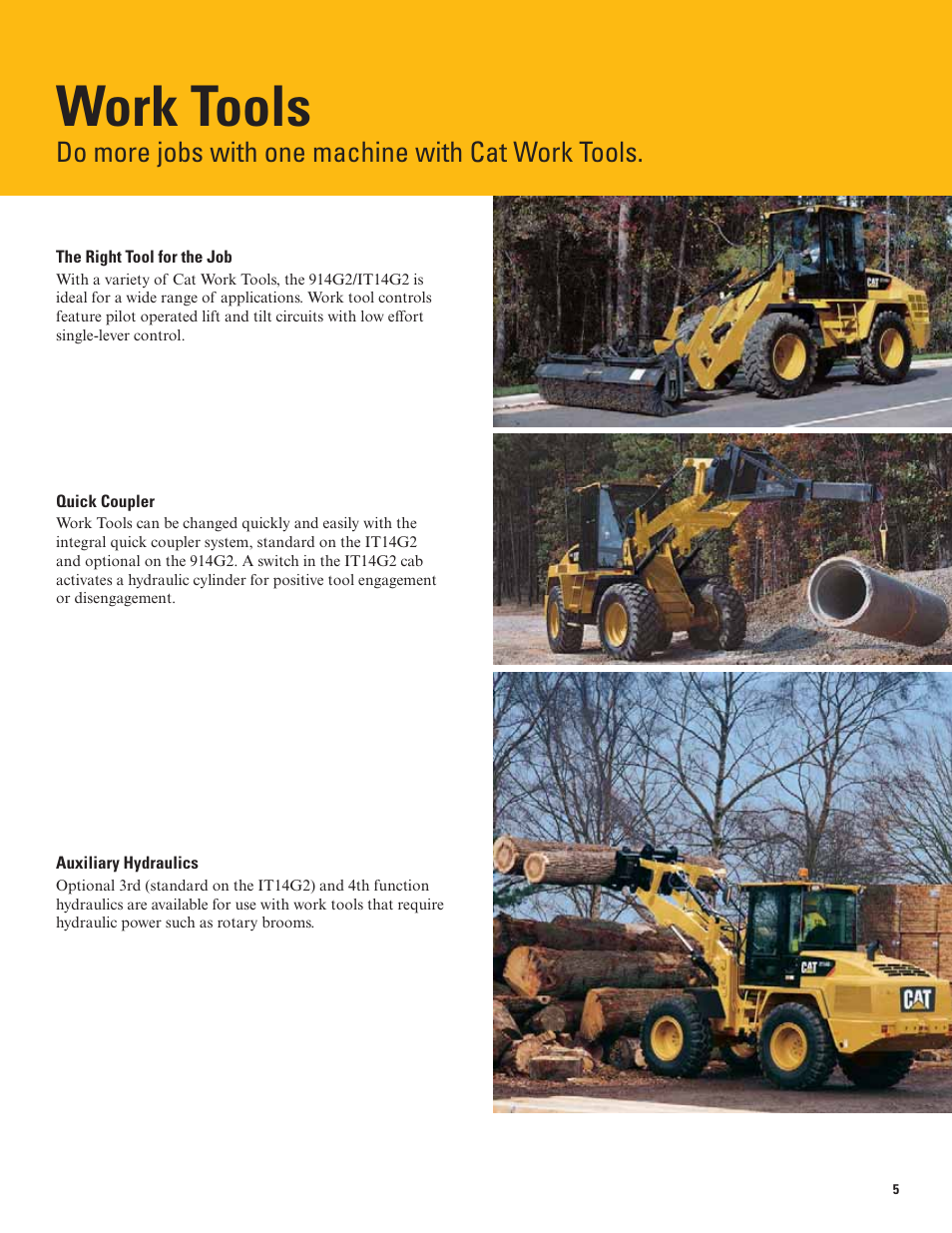 Work tools, Do more jobs with one machine with cat work tools | Milton CAT 914G2_IT14G2 User Manual | Page 5 / 20