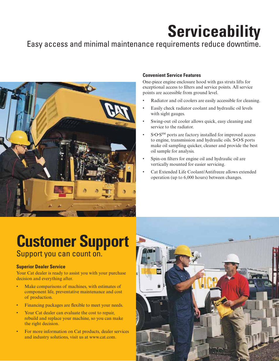 Serviceability, Customer support, Support you can count on | Milton CAT 914G2_IT14G2 User Manual | Page 6 / 20