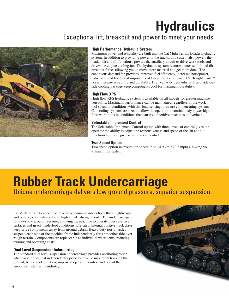 Hydraulics, Rubber track undercarriage | Milton CAT 287C Series2 User Manual | Page 4 / 12