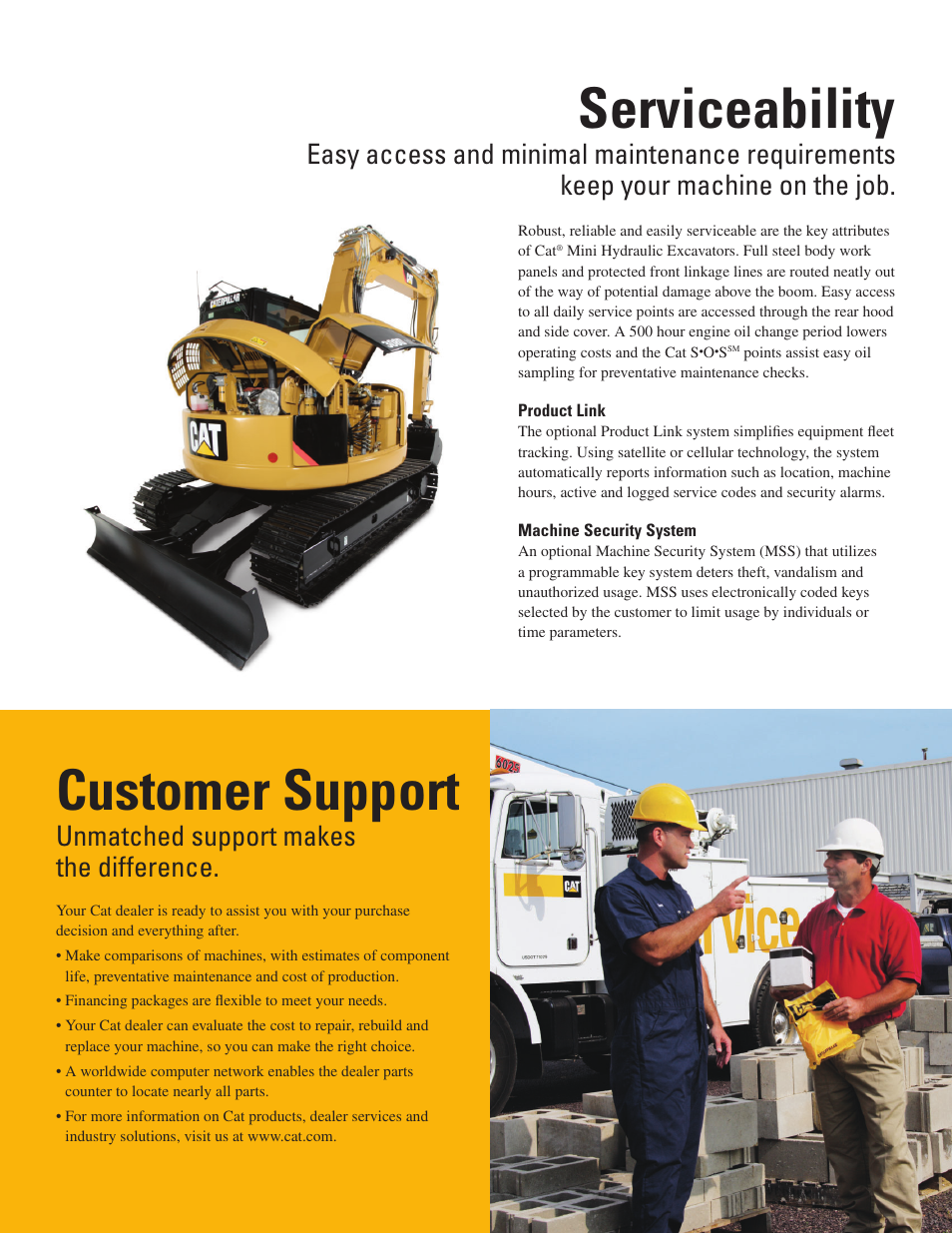 Serviceability, Customer support, Unmatched support makes the difference | Milton CAT 308D CR SB User Manual | Page 7 / 12