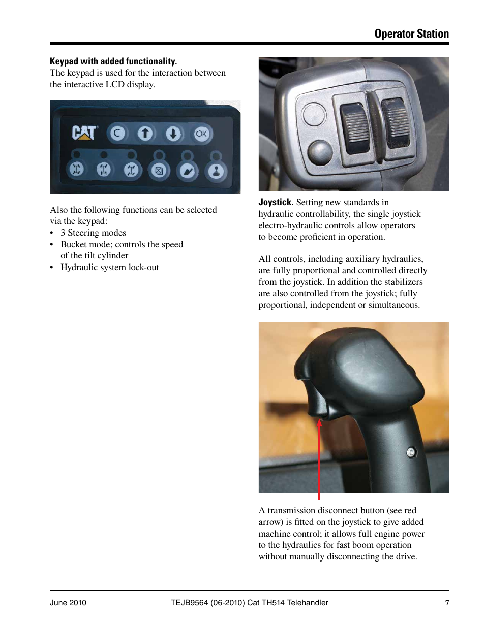 Operator station | Milton CAT TH514 User Manual | Page 7 / 16