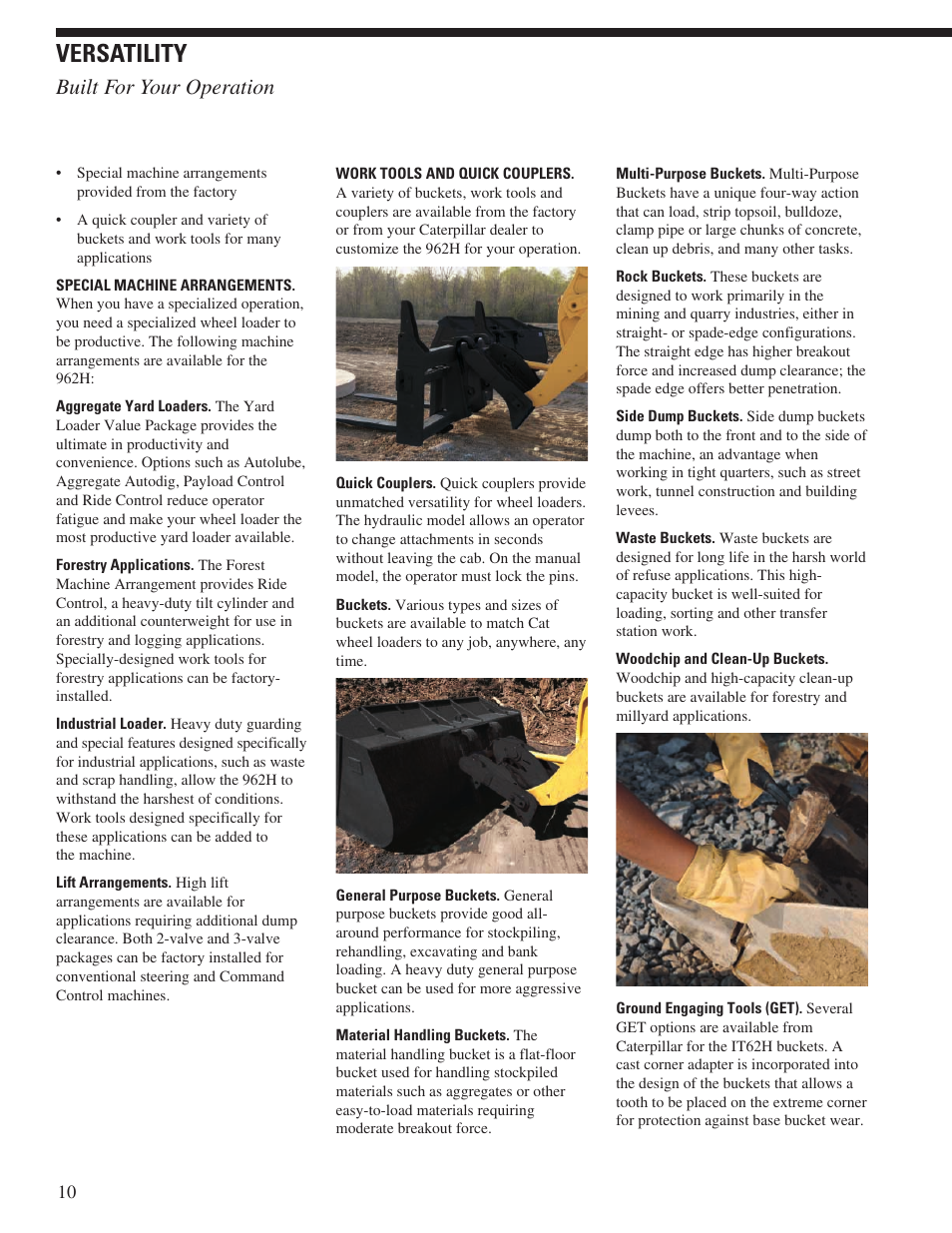 Versatility, Built for your operation | Milton CAT 962H User Manual | Page 10 / 32