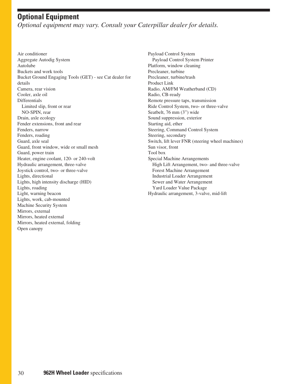 Optional equipment | Milton CAT 962H User Manual | Page 30 / 32