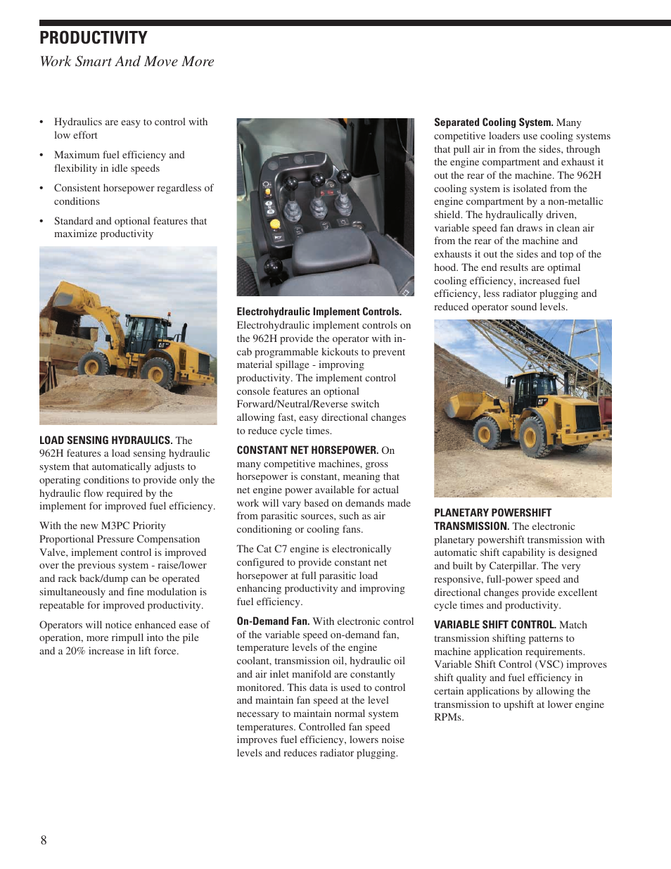 Productivity, Work smart and move more | Milton CAT 962H User Manual | Page 8 / 32