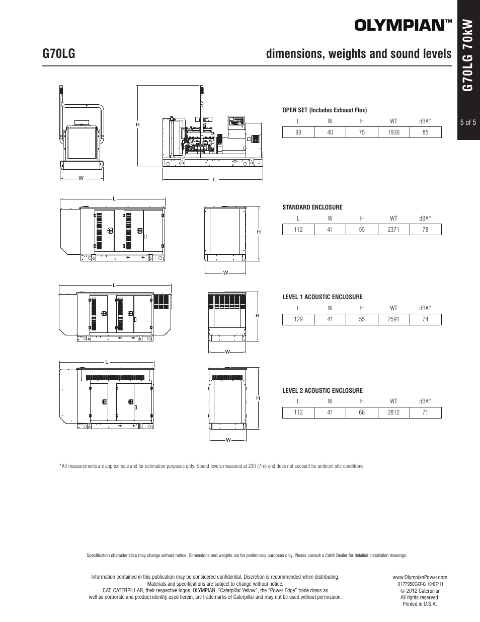 Milton CAT G70LG 70kW_88kVA Spec Sheet User Manual | Page 5 / 5