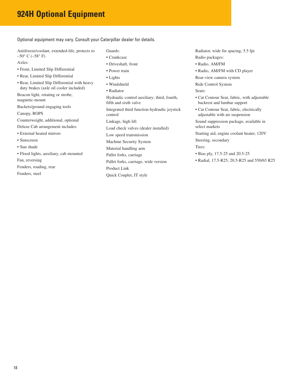 924h optional equipment | Milton CAT 924H User Manual | Page 18 / 20