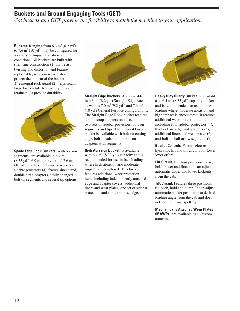 Buckets and ground engaging tools (get) | Milton CAT 988H User Manual | Page 12 / 28