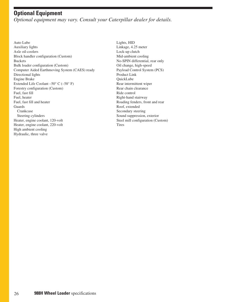 Optional equipment | Milton CAT 988H User Manual | Page 26 / 28