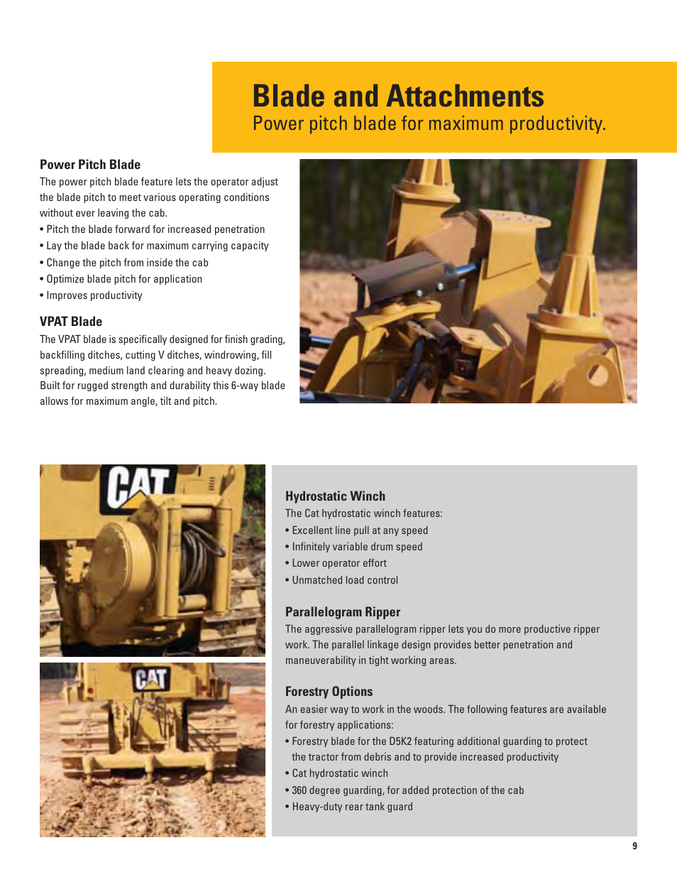 Blade and attachments, Power pitch blade for maximum productivity | Milton CAT D5K2 User Manual | Page 9 / 16