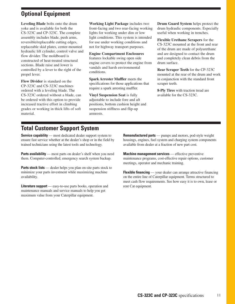 Optional equipment, Total customer support system | Milton CAT CP-323C User Manual | Page 11 / 12