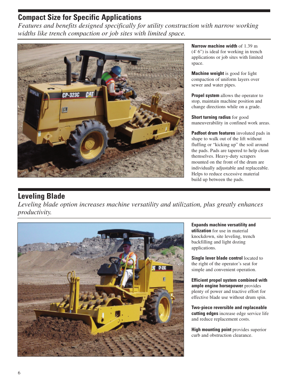 Compact size, Leveling blade, Compact size for specific applications | Milton CAT CP-323C User Manual | Page 6 / 12