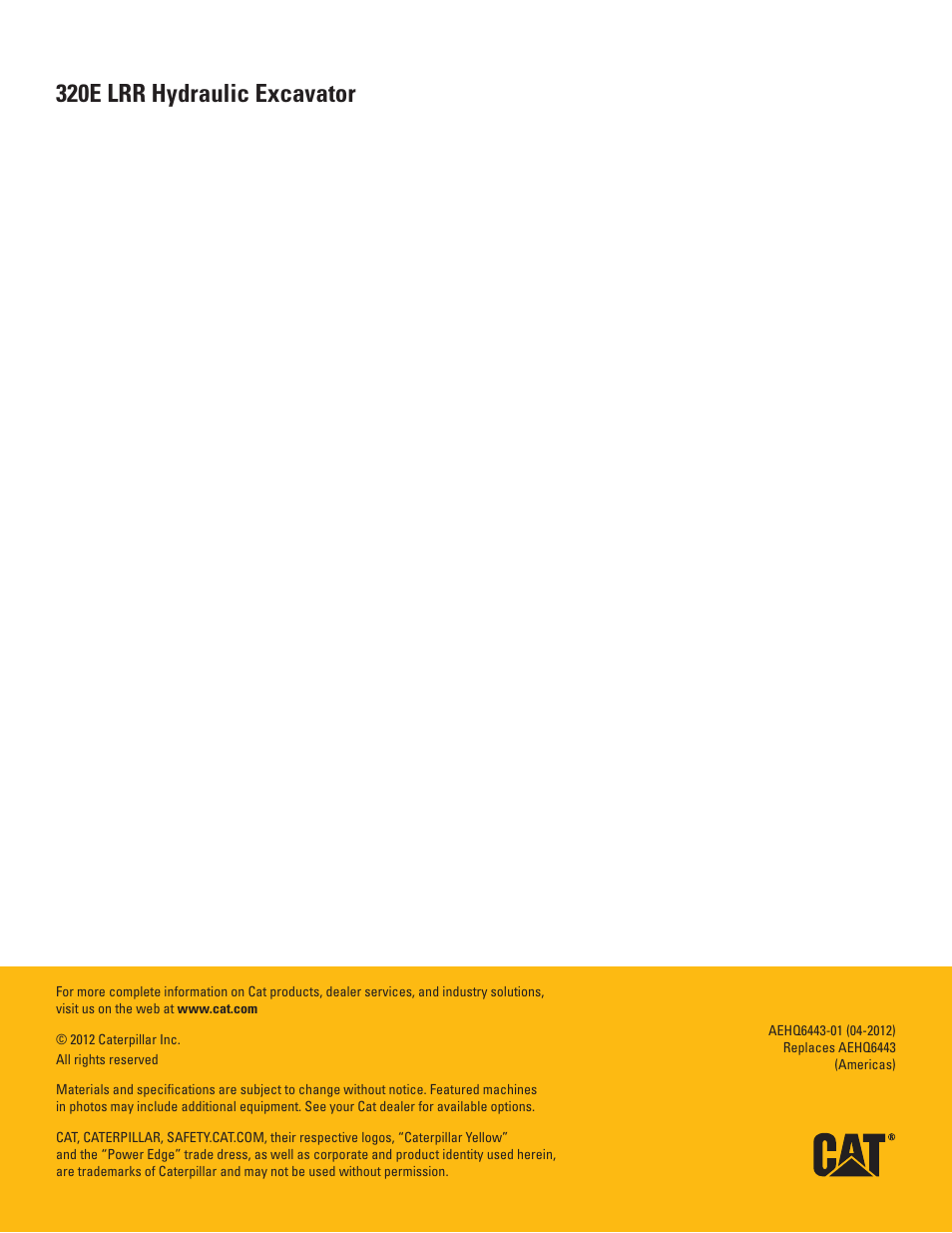 320e lrr hydraulic excavator | Milton CAT 320E LRR User Manual | Page 28 / 28