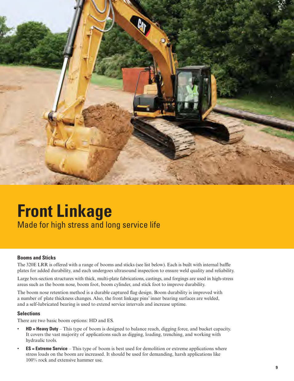 Front linkage, Made for high stress and long service life | Milton CAT 320E LRR User Manual | Page 9 / 28