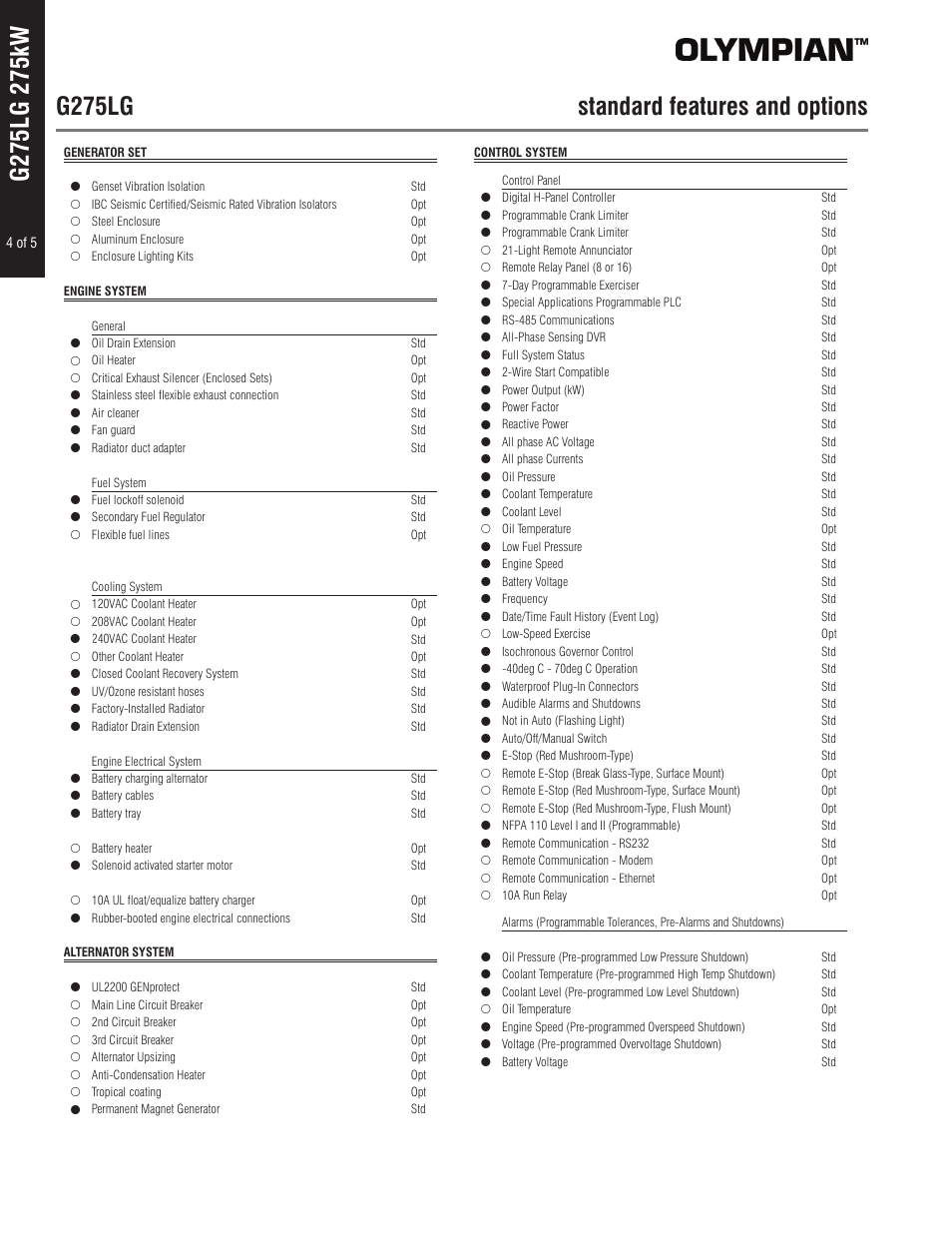 Milton CAT G275LG 275kW_344kVA Spec Sheet User Manual | Page 4 / 5