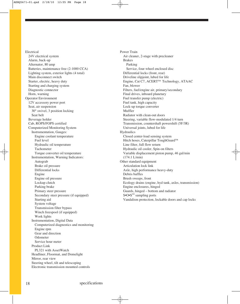 Standard equipment | Milton CAT 535C User Manual | Page 18 / 20