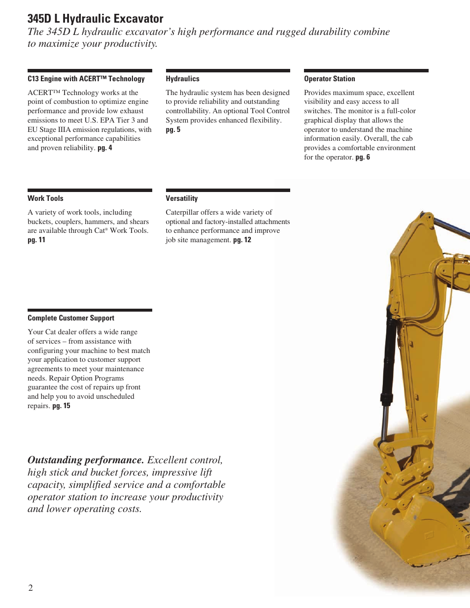 345d l hydraulic excavator | Milton CAT 345D L User Manual | Page 2 / 36