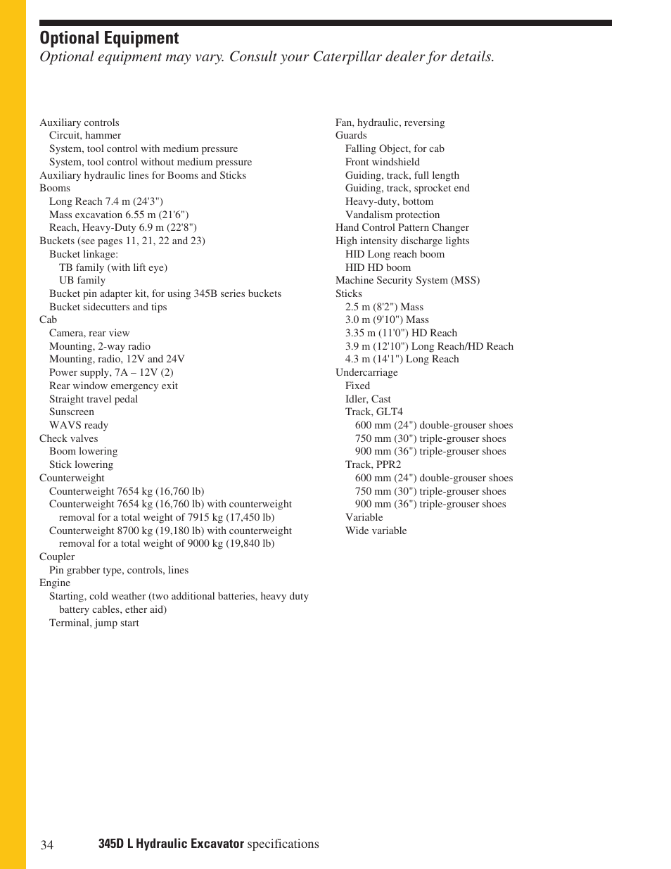 Optional equipment | Milton CAT 345D L User Manual | Page 34 / 36