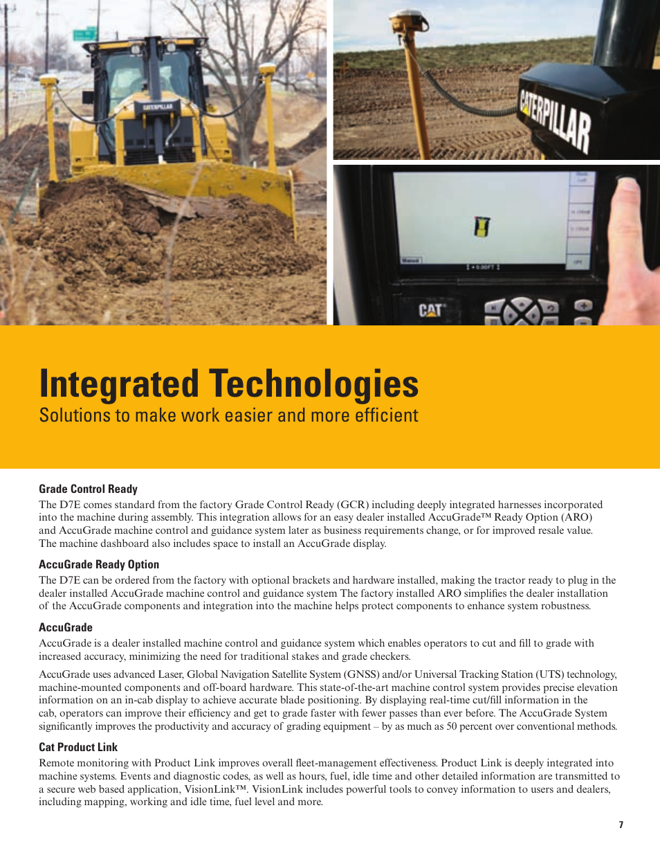 Integrated technologies, Solutions to make work easier and more effi cient | Milton CAT D7E Tier 4 Interim-Stage IIIB User Manual | Page 7 / 16