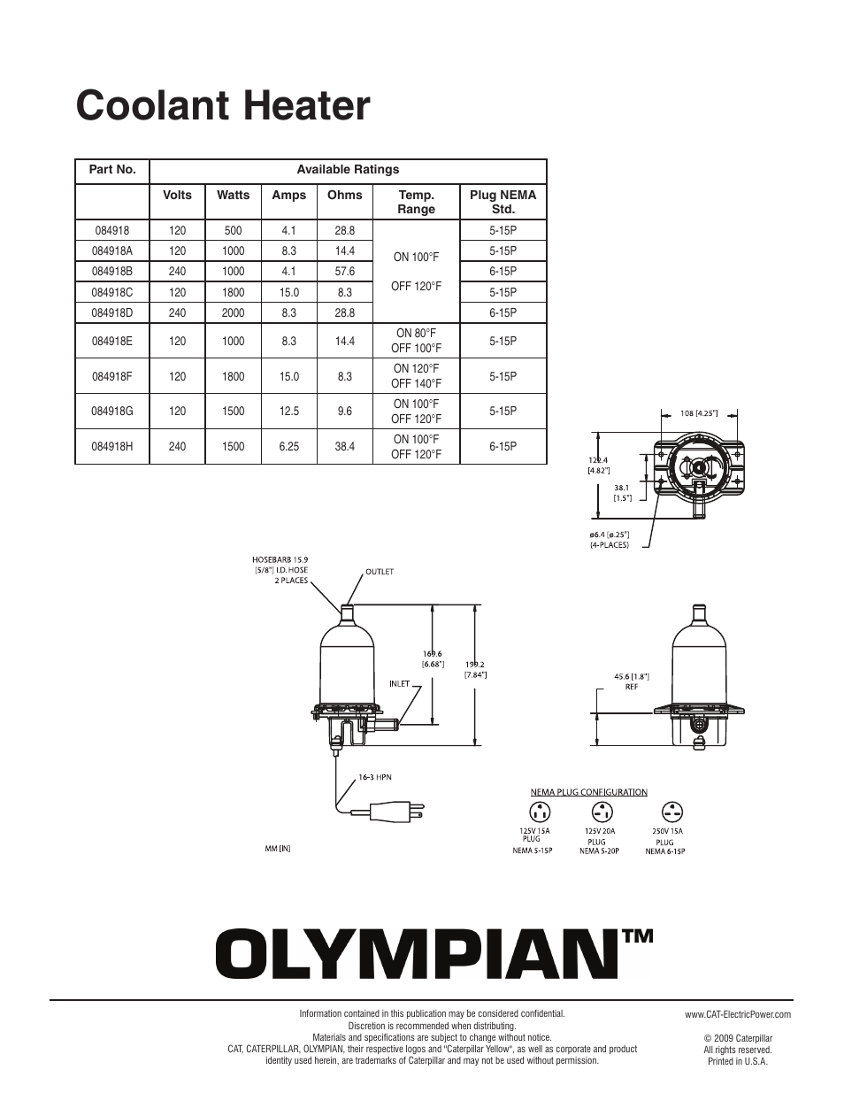 Milton CAT G200LG4 200kW_250kVA Jacket Water Heater User Manual | 1 page