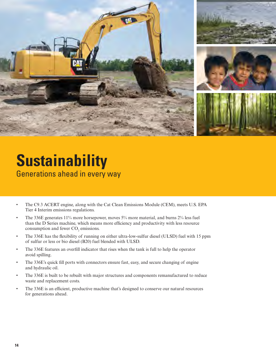 Sustainability, Generations ahead in every way | Milton CAT 336E L User Manual | Page 14 / 32