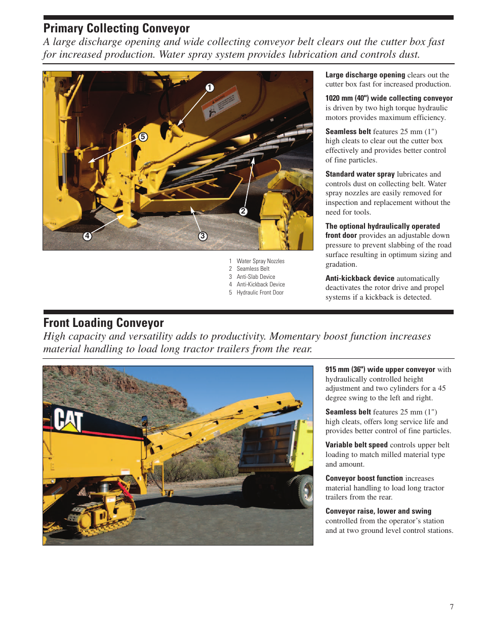 Primary collecting conveyor, Front loading conveyor | Milton CAT PM 201 User Manual | Page 7 / 16