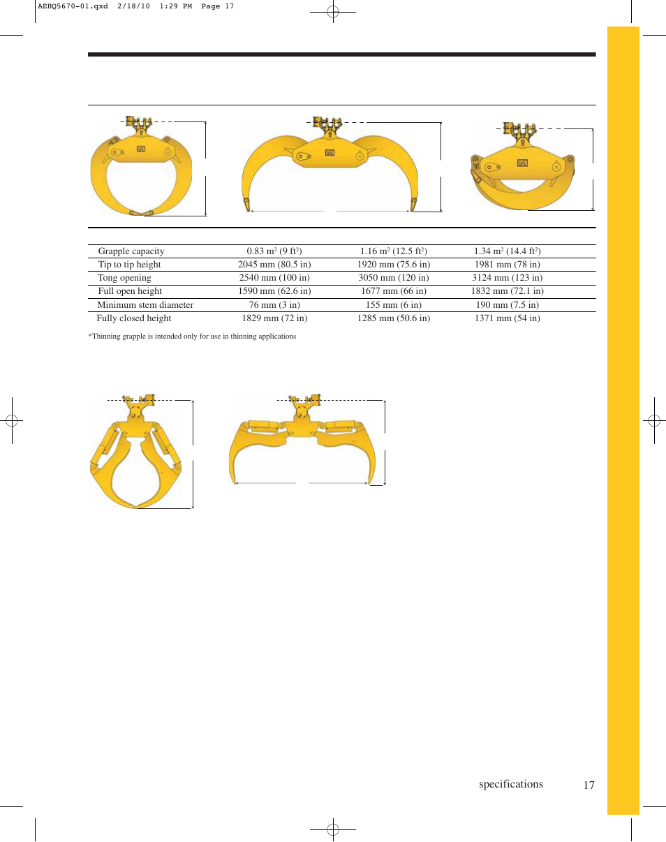 525c grapple — continuous rotation, Sorting grapple | Milton CAT 525C User Manual | Page 17 / 20