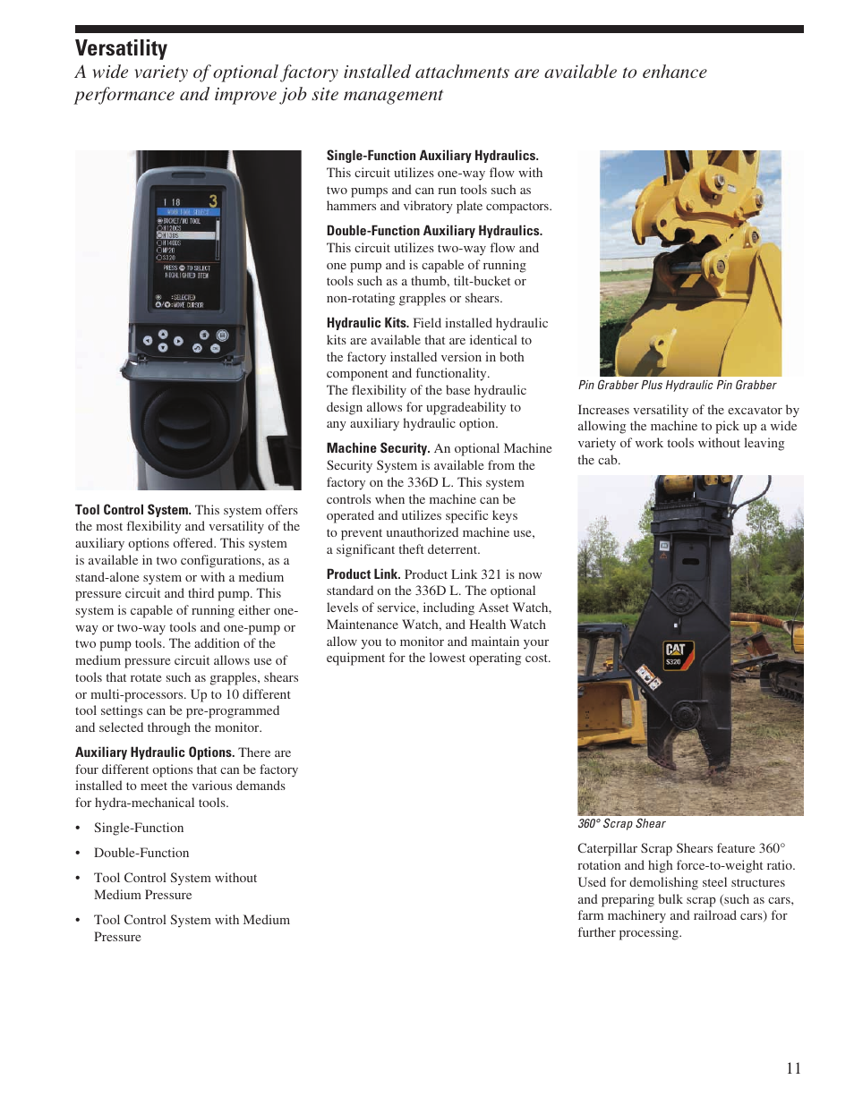 Versatility | Milton CAT 336D L User Manual | Page 11 / 28