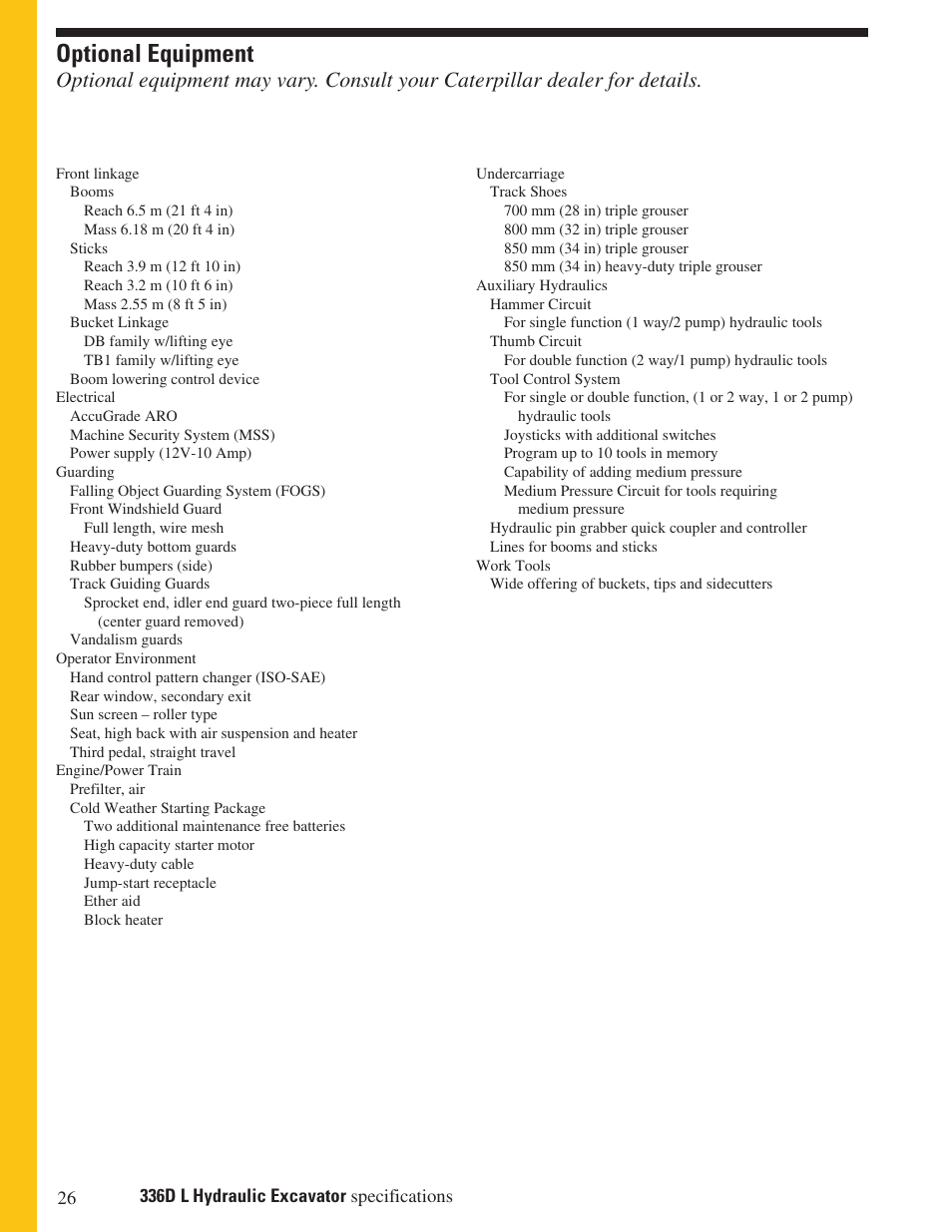 Optional equipment | Milton CAT 336D L User Manual | Page 26 / 28