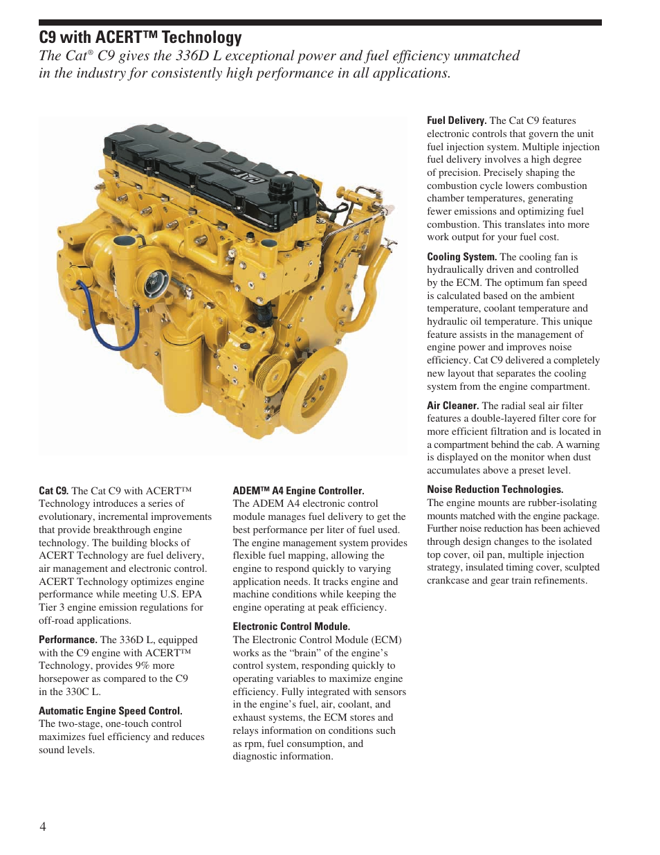 C9 with acert technology, C9 with acert™ technology, The cat | Milton CAT 336D L User Manual | Page 4 / 28