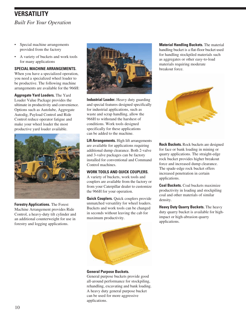 Versatility, Built for your operation | Milton CAT 966H User Manual | Page 10 / 28