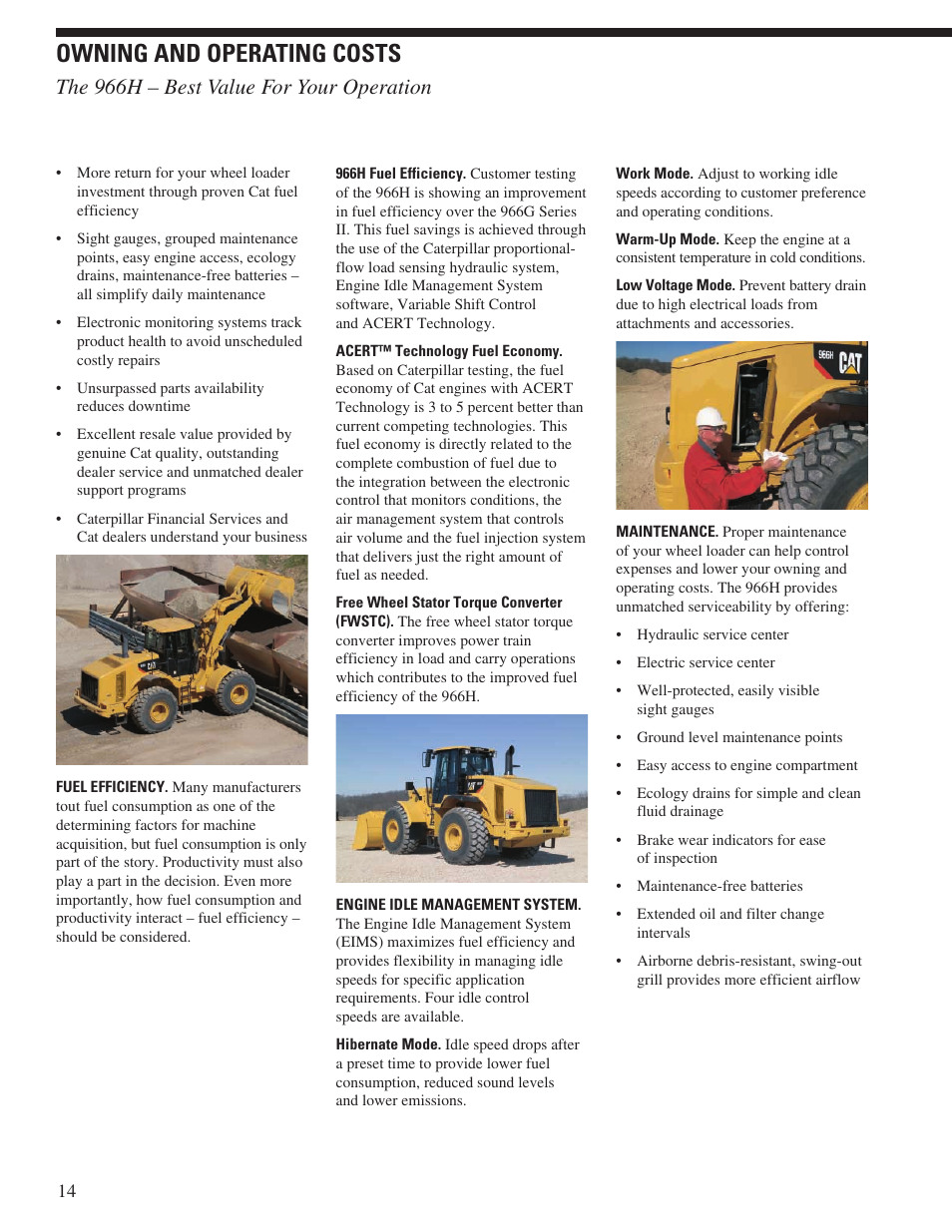 Owning and operating costs, The 966h – best value for your operation | Milton CAT 966H User Manual | Page 14 / 28