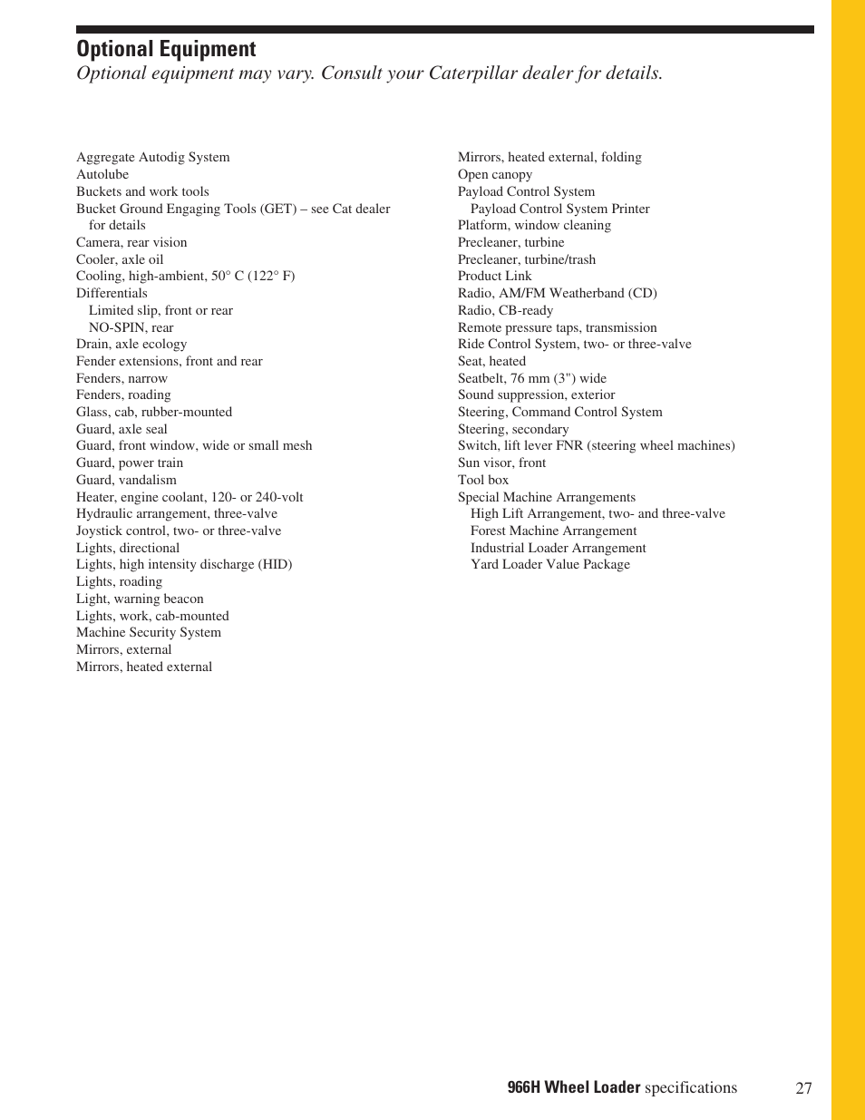 Optional equipment | Milton CAT 966H User Manual | Page 27 / 28