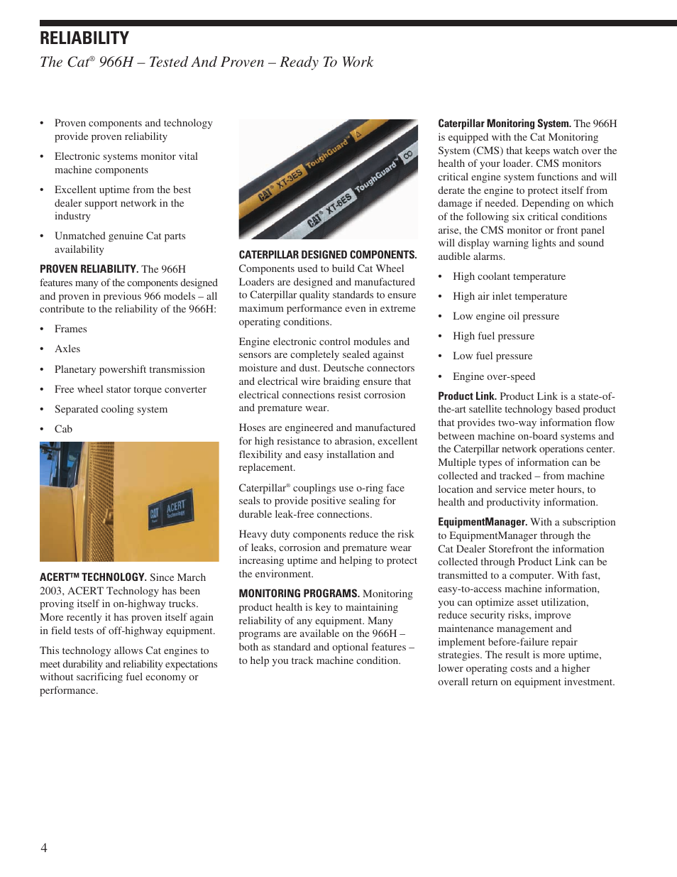 Reliability, The cat, 966h – tested and proven – ready to work | Milton CAT 966H User Manual | Page 4 / 28