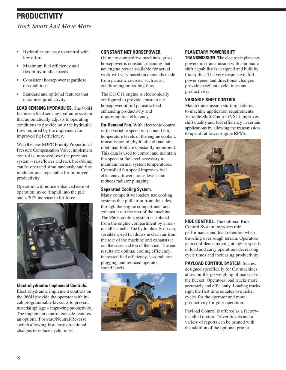 Productivity, Work smart and move more | Milton CAT 966H User Manual | Page 8 / 28