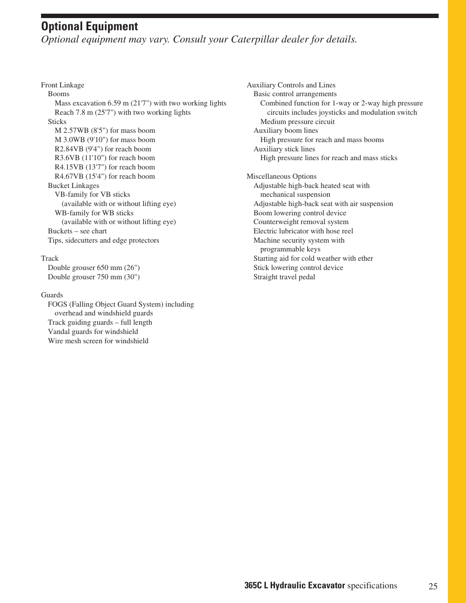 Optional equipment | Milton CAT 365C L User Manual | Page 25 / 28