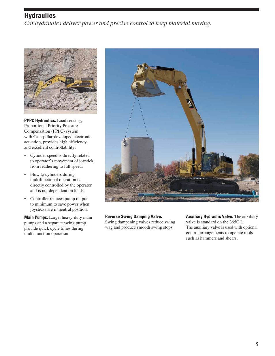 Hydraulics | Milton CAT 365C L User Manual | Page 5 / 28