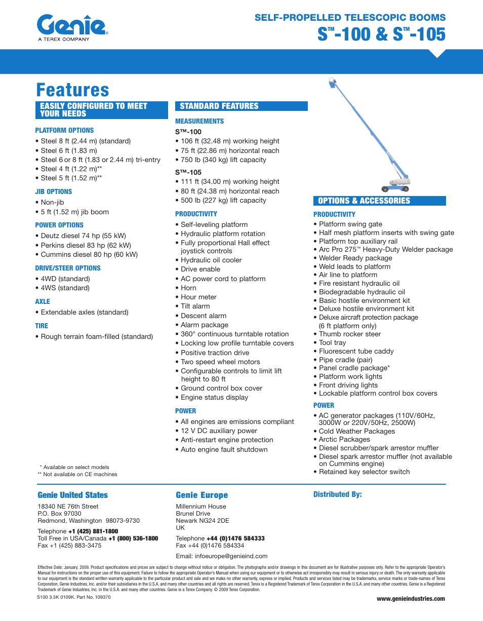 100 & s, Features | Milton CAT S105 User Manual | Page 2 / 2