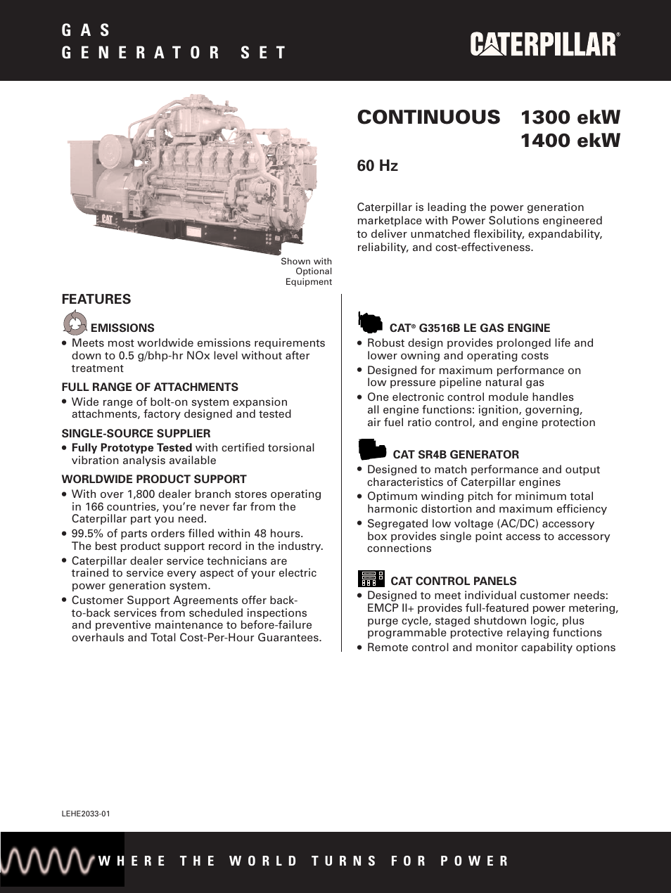 Milton CAT G3516 1800 rpm 1300 kW 60 Hz Spec Sheet User Manual | 6 pages