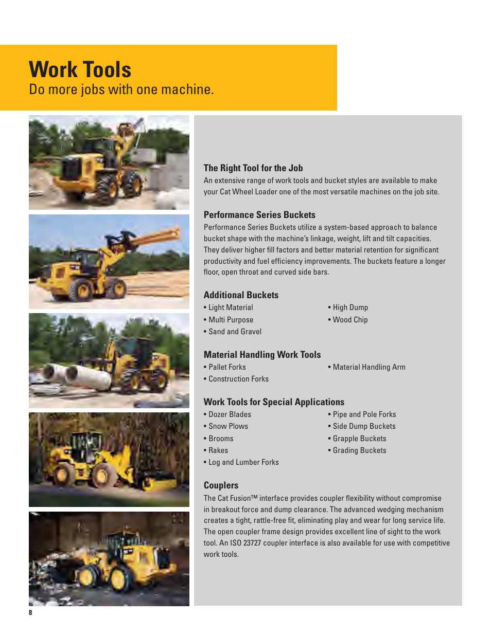 Work tools, Options, Do more jobs with one machine | Milton CAT 938K User Manual | Page 8 / 36