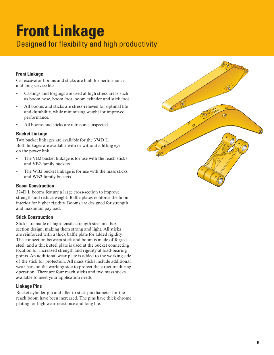 Front linkage, Designed for flexibility and high productivity | Milton CAT 374D L User Manual | Page 9 / 28