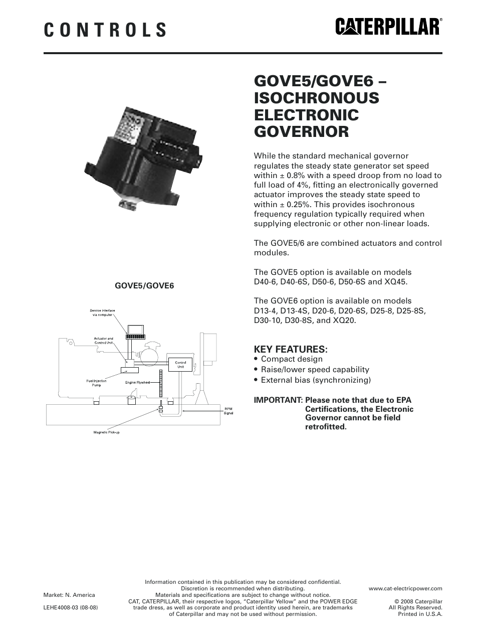 Milton CAT D100-6_S 100 kW Electronic Governor User Manual | 1 page